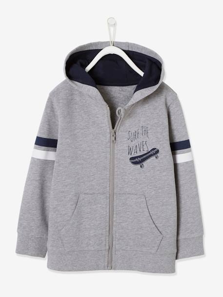 Zipped Jacket with Hood for Boys Light Grey - vertbaudet enfant 