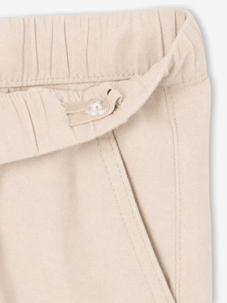 Pantalon garçon coton/lin léger beige chiné+bleu nuit+noisette+vert sauge - vertbaudet enfant 