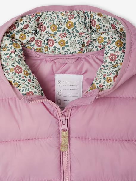 Doudoune fille légère à capuche lilas+marine+prune+rose+vert de gris - vertbaudet enfant 