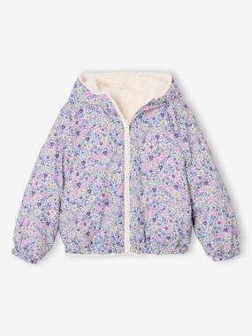 -Reversible Leopard/Sherpa Windcheater with Hood for Girls