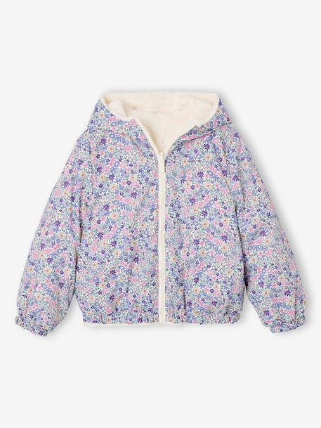 Reversible Leopard/Sherpa Windcheater with Hood for Girls beige+vanilla - vertbaudet enfant 