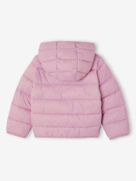 Lightweight hooded puffer jacket for girls grey green+lilac+navy blue+plum+rose - vertbaudet enfant 