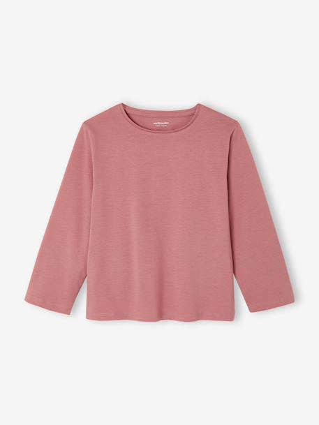 Pack of 3 long-sleeved girls' fancy t-shirts anthracite+coral+ecru+grey blue+indigo+mauve+rose - vertbaudet enfant 