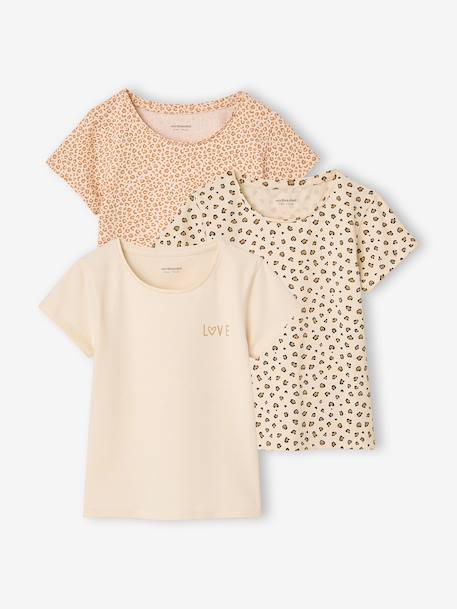 Lot de 3 T-shirts manches courtes fille beige - vertbaudet enfant 
