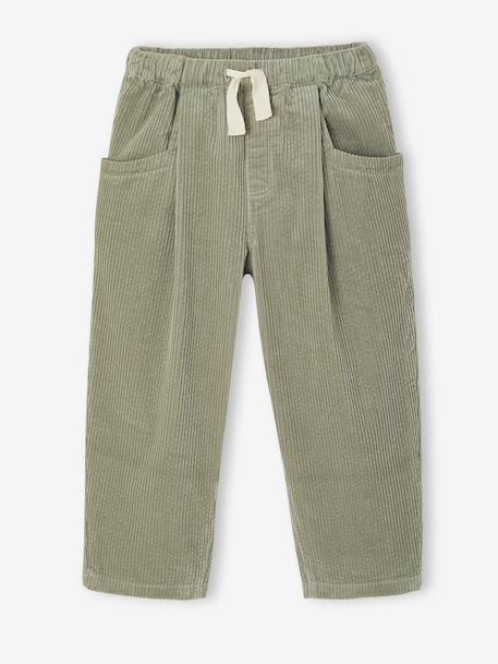 Loose-Fit Corduroy Trousers for Girls chocolate+grey green+old rose - vertbaudet enfant 