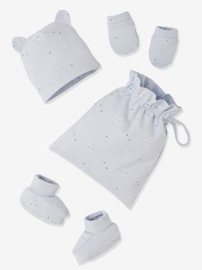 Kit bonnet + chaussons + gants et sac bébé  - vertbaudet enfant
