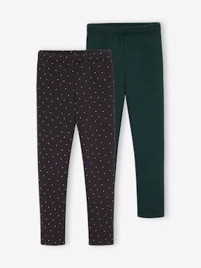 Fille-Lot 2 Leggings fille doublés maille polaire 