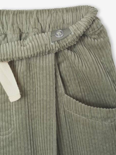 Pantalon fille velours forme loose chocolat+vert de gris+vieux rose - vertbaudet enfant 
