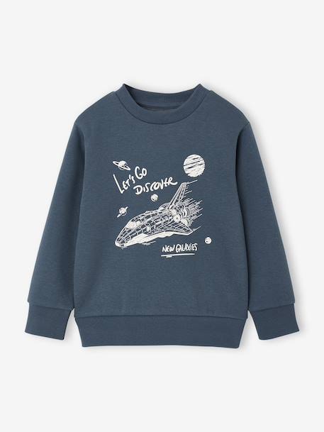 Sweatshirt with front print for boys marl red+marl white+night blue - vertbaudet enfant 