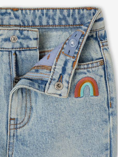 Girls' embroidered floral Mom jeans blue+light blue+medium blue - vertbaudet enfant 