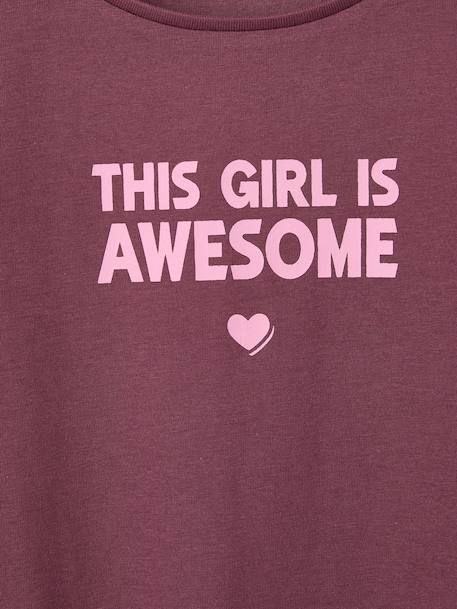 Pack of 3 long-sleeved girls' fancy t-shirts anthracite+coral+ecru+grey blue+indigo+mauve+rose - vertbaudet enfant 