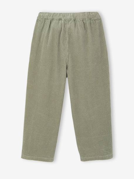 Loose-Fit Corduroy Trousers for Girls chocolate+grey green+old rose - vertbaudet enfant 