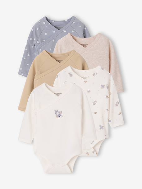 Lot de 5 bodies bébé garçon manches longues bleu ciel - vertbaudet enfant 