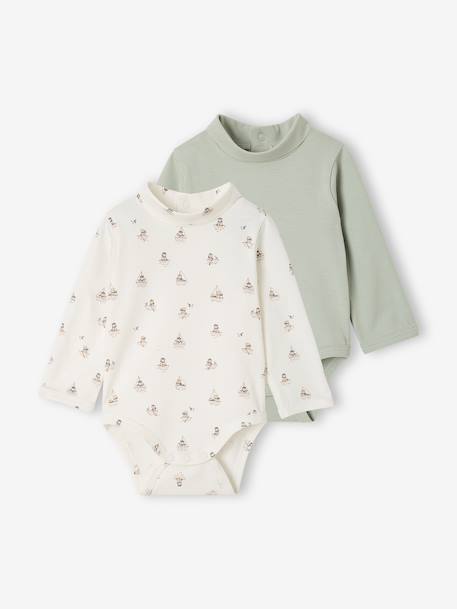 Pack of 2 roll-neck bodysuits for baby ecru - vertbaudet enfant 