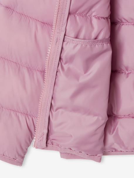 Lightweight hooded puffer jacket for girls grey green+lilac+navy blue+plum+rose - vertbaudet enfant 
