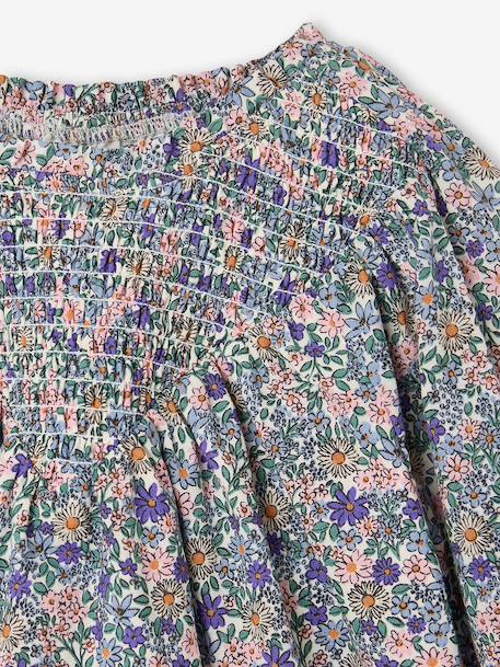 Blouse fille manches smockées ivoire+vanille+vert sauge - vertbaudet enfant 