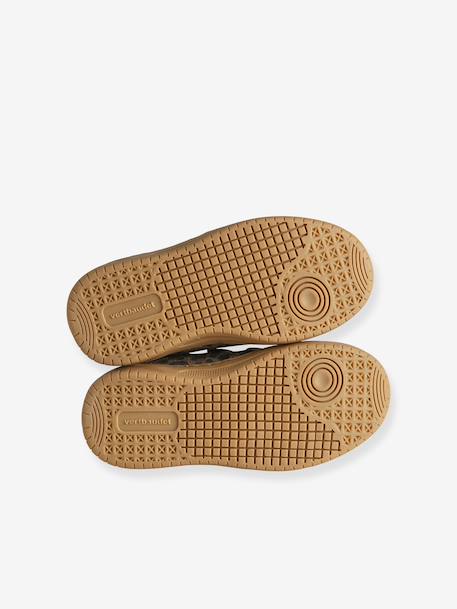 Baskets enfant fille cuir à scratchs beige+marron+vieux rose - vertbaudet enfant 
