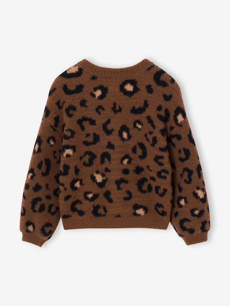 Gilet fille motif maille mousseuse chocolat+écru+marron+vert - vertbaudet enfant 
