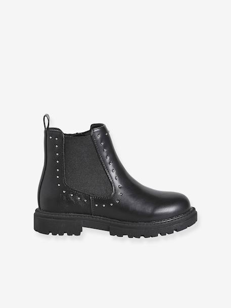 Zip-up synthetic ankle boots for girls black - vertbaudet enfant 
