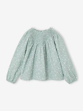 -Girl's blouse with smocked sleeves