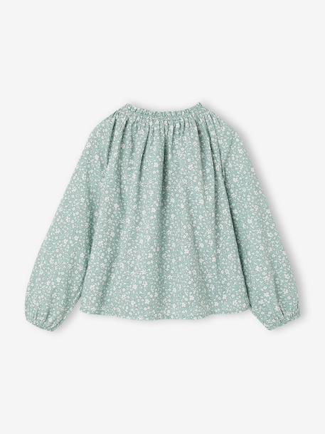 Blouse fille manches smockées ivoire+vanille+vert sauge - vertbaudet enfant 