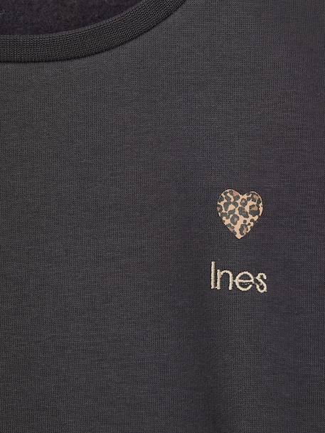 Basics Sweatshirt with Motif for Girls anthracite+coral+peony pink+purple clover+sage+vanilla+violet - vertbaudet enfant 