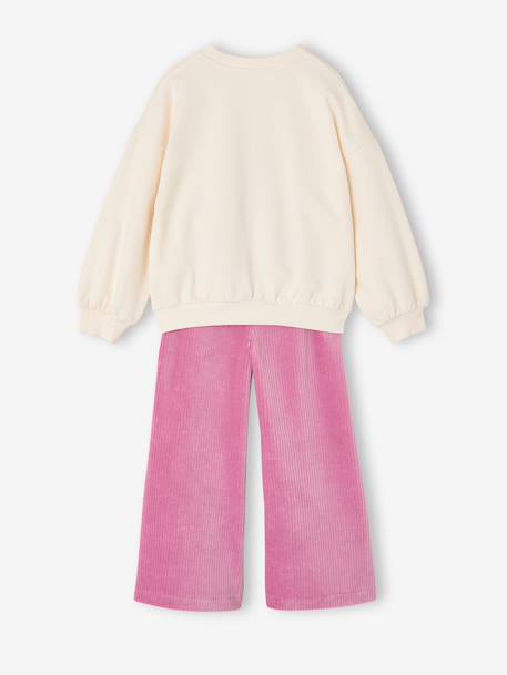 Ensemble fille sweat et pantalon écru - vertbaudet enfant 
