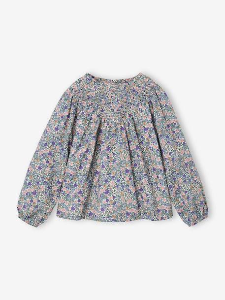 Blouse fille manches smockées ivoire+vanille+vert sauge - vertbaudet enfant 