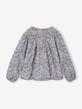 -Girl's blouse with smocked sleeves