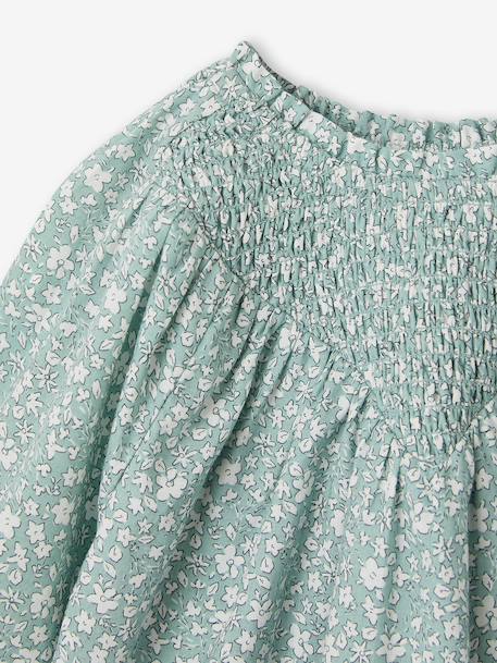 Blouse fille manches smockées ivoire+vanille+vert sauge - vertbaudet enfant 