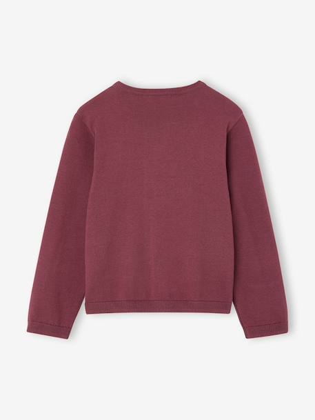 Fine Knit Basics Cardigan for Girls anthracite+dusky pink+emerald green+grey blue+marl beige+navy blue+plum+vanilla+yellow - vertbaudet enfant 