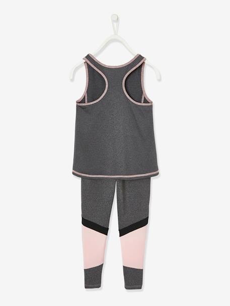 Sports Combo in Techno Fabric: Top + Leggings, for Girls Grey Anthracite - vertbaudet enfant 