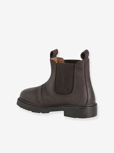 Boots enfant garçon cuir élastiquées brun - vertbaudet enfant 