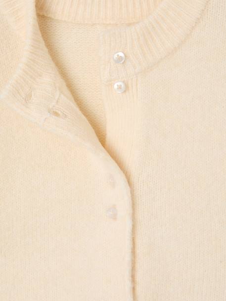 Sleeveless knitted cardigan with front button for girls lilac+vanilla - vertbaudet enfant 