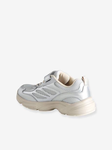 Touch-fastening textile trainers for girls silver - vertbaudet enfant 