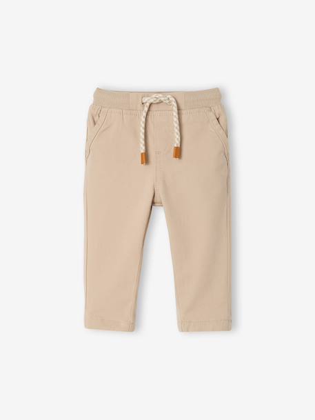 Pantalon en sergé doublé bébé garçon beige+ENCRE+noix de pécan+vert bouteille - vertbaudet enfant 