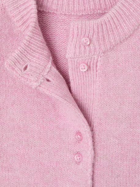 Sleeveless knitted cardigan with front button for girls lilac+vanilla - vertbaudet enfant 