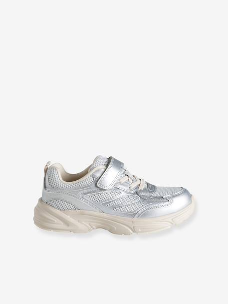 Touch-fastening textile trainers for girls silver - vertbaudet enfant 