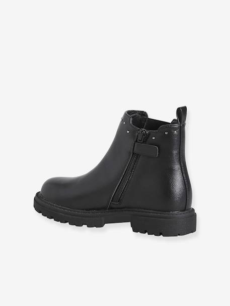 Zip-up synthetic ankle boots for girls black - vertbaudet enfant 