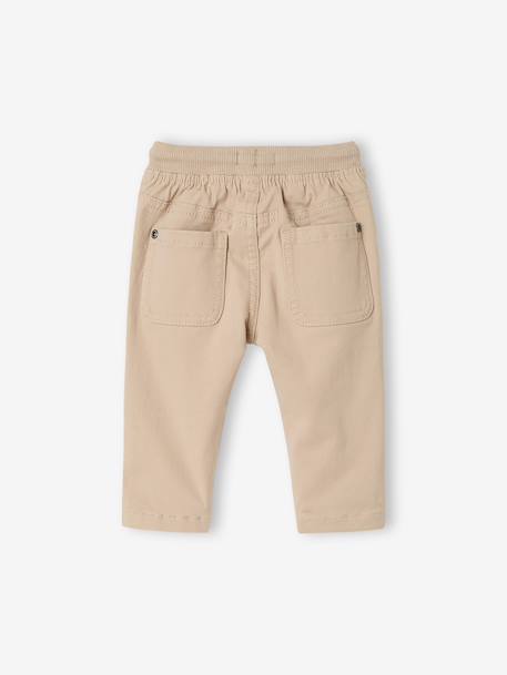 Lined Twill Trousers for Baby Boys beige+Dark Blue+GREEN MEDIUM SOLID+pecan nut - vertbaudet enfant 
