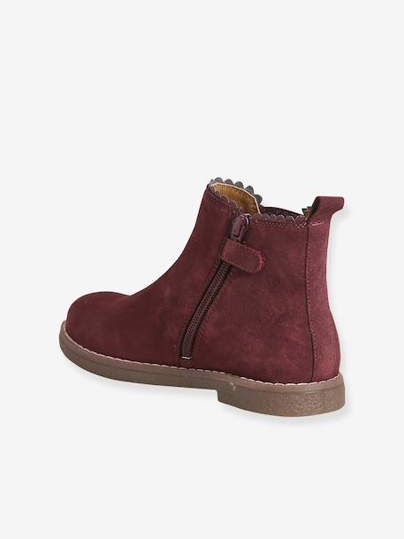 Leather Boots with Elastic, for Girls bordeaux red+camel+gold+navy blue - vertbaudet enfant 