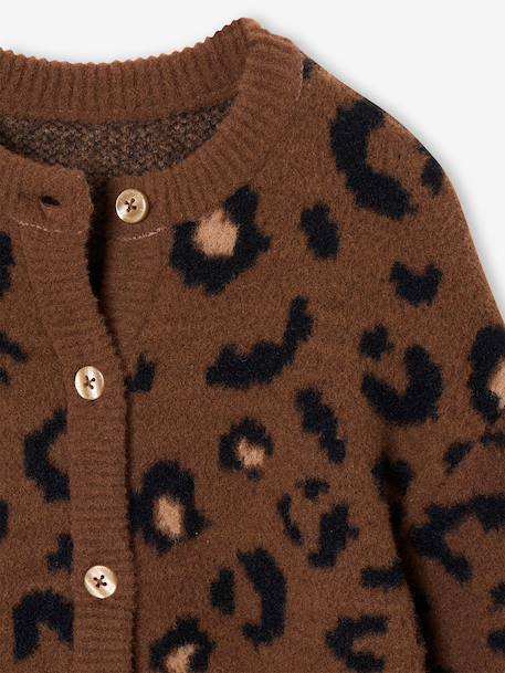 Gilet fille motif maille mousseuse chocolat+écru+marron+vert - vertbaudet enfant 