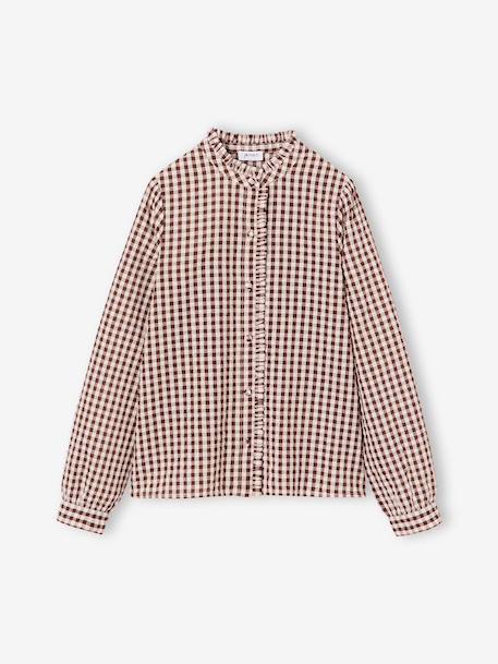 Long-sleeved shirt for girls chocolate - vertbaudet enfant 