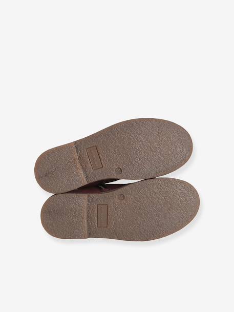 Leather Boots with Elastic, for Girls bordeaux red+camel+gold+navy blue - vertbaudet enfant 