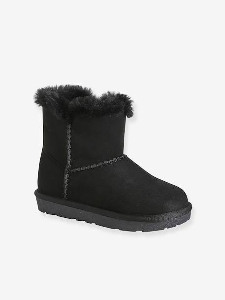 Zip-up textile boots for girls black - vertbaudet enfant 