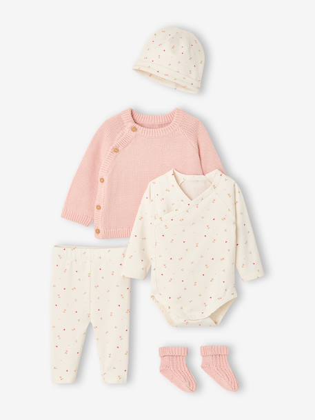Ensemble 5 pièces naissance bébé fille rose - vertbaudet enfant 