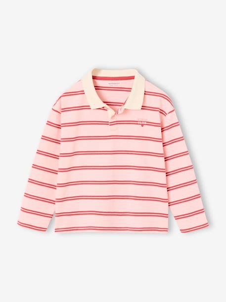 Long-sleeved polo shirt for girls sweet pink - vertbaudet enfant 