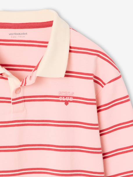 Long-sleeved polo shirt for girls sweet pink - vertbaudet enfant 