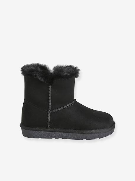 Zip-up textile boots for girls black - vertbaudet enfant 