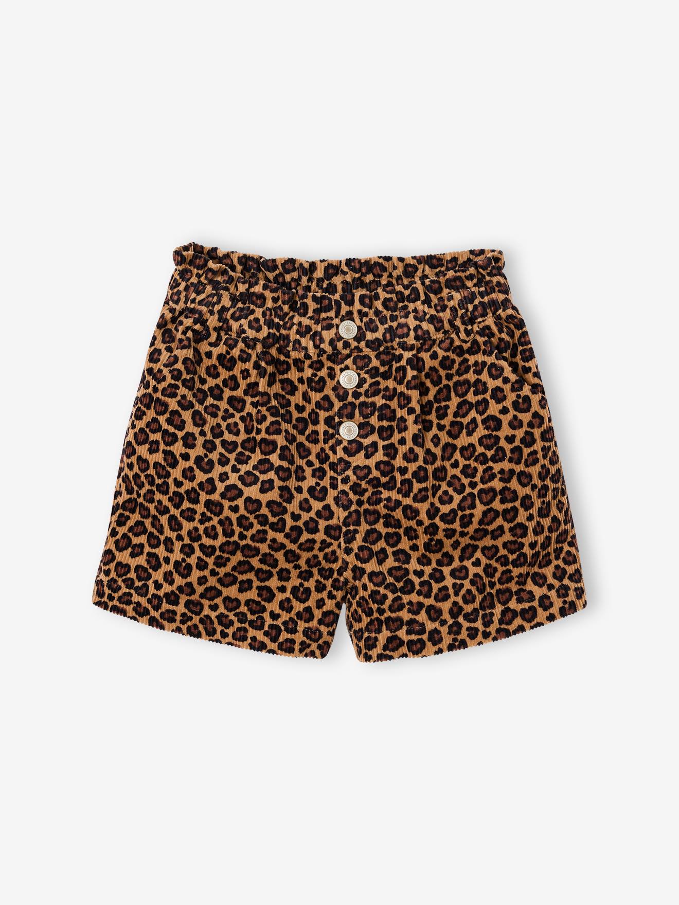 Paperbag-Style Corduroy Shorts for Girls - grey, Girls